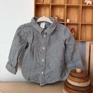 H&M Baby Boy Classic Black and White Houndstooth Button Down Shirt